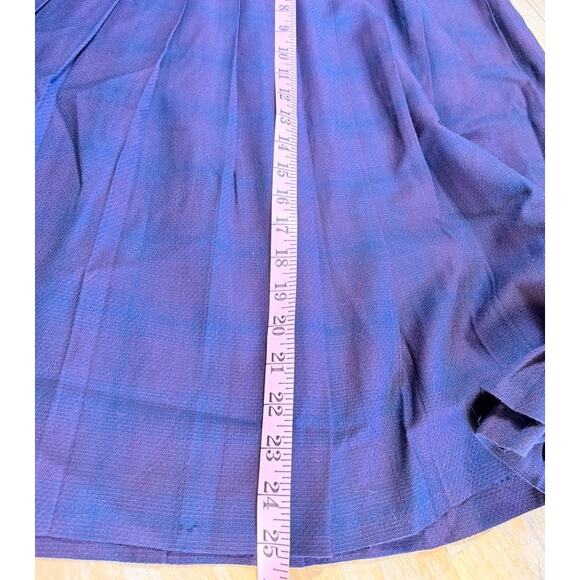 VTG JoS A Bank Pleated Plaid Skirt Wool Blend M Blue Red Heritage Brit Preppy - Picture 10 of 11